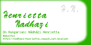 henrietta nadhazi business card